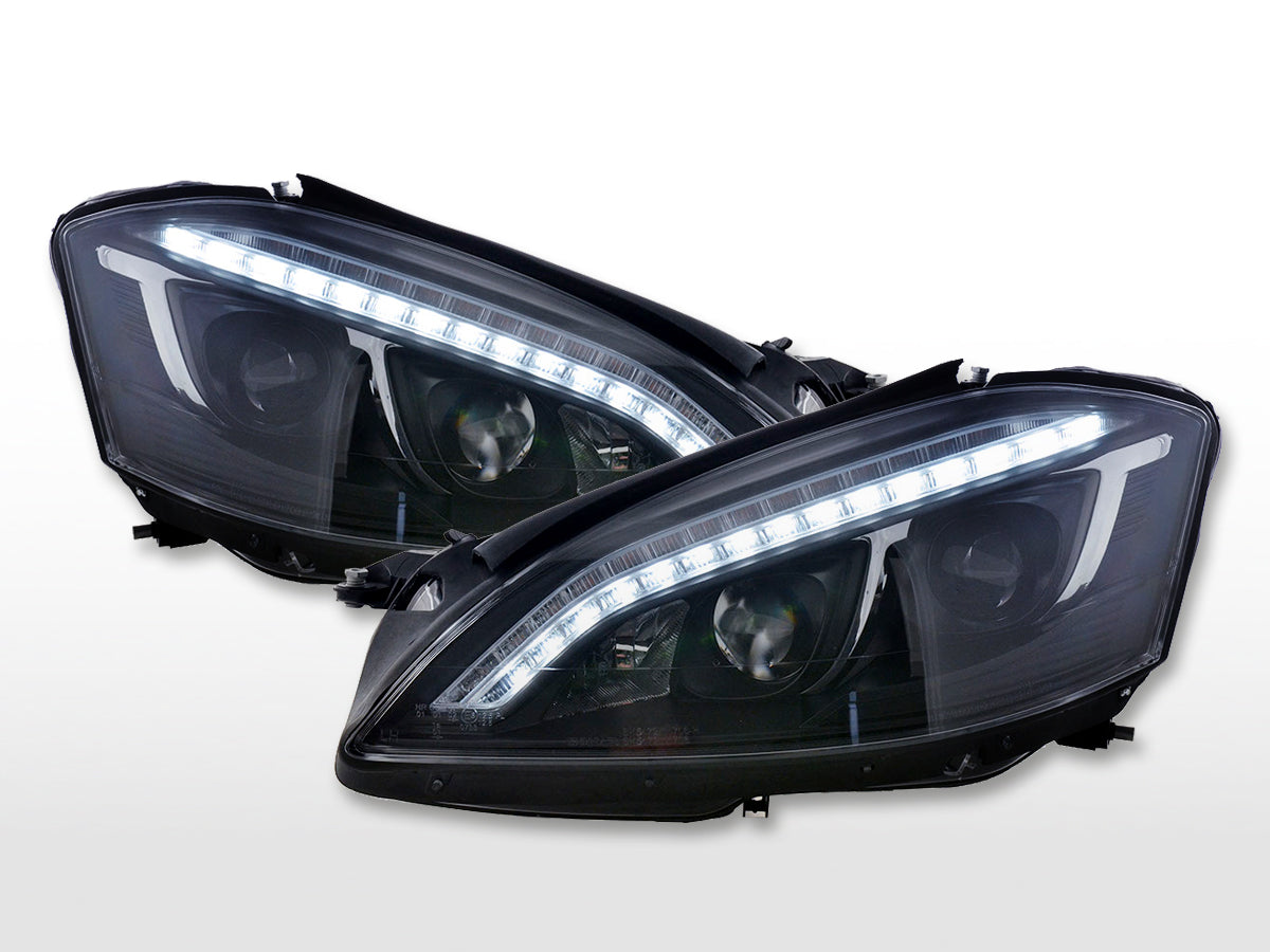 Scheinwerfer Set Daylight LED TFL-Optik Mercedes-Benz S-Klasse (221) 05-09 schwarz Scheinwerfer Set Daylight LED TFL-Optik Mercedes-Benz S-Klasse (221) 05-09 schwarz